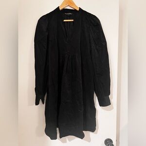 Banana Republic Black Long-Sleeve corduroy-Midi Dress